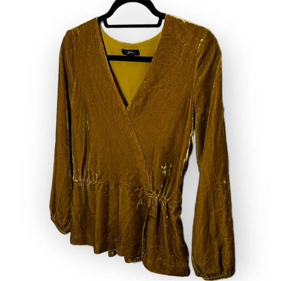J. Crew Velvet Gold Bronze Blouse Size 8 - Picture 2 of 12